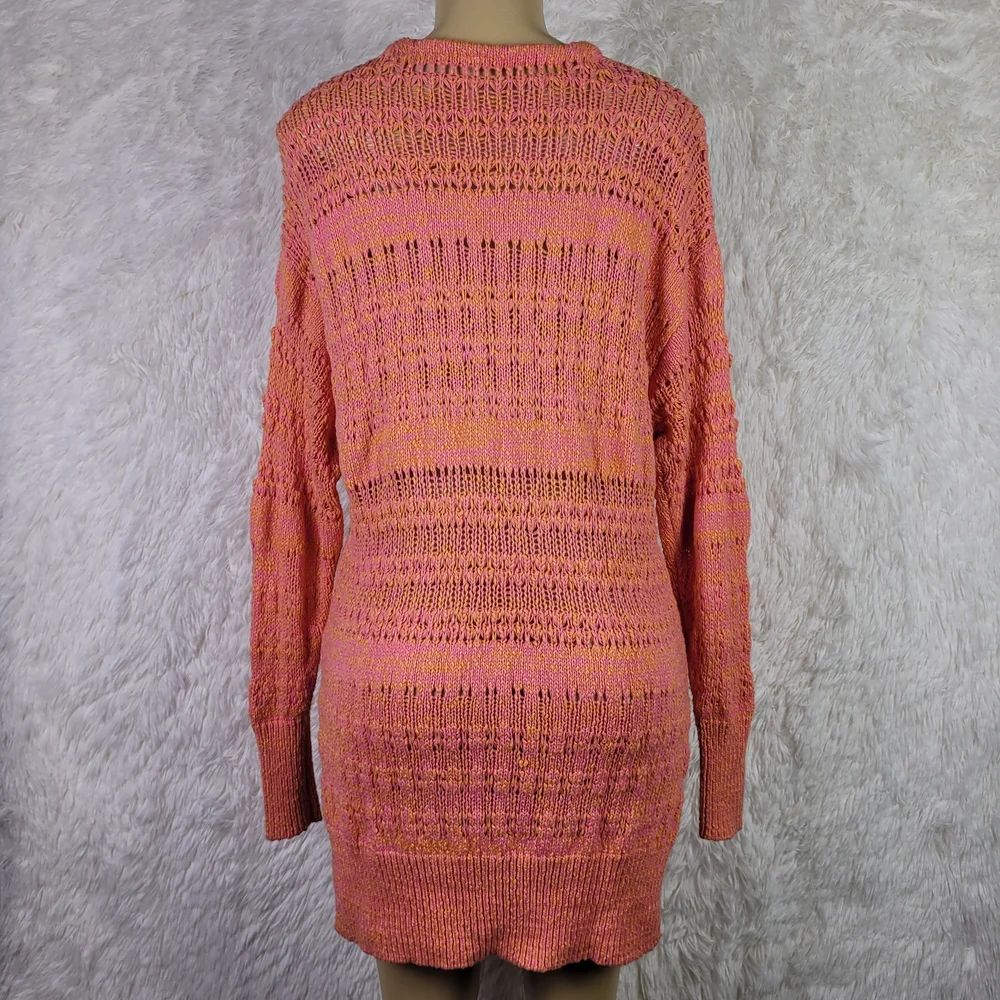 Free People Pink Hot Tropics Paloma Open Knit Cover Up Boho‎ Beachy Hippie XS